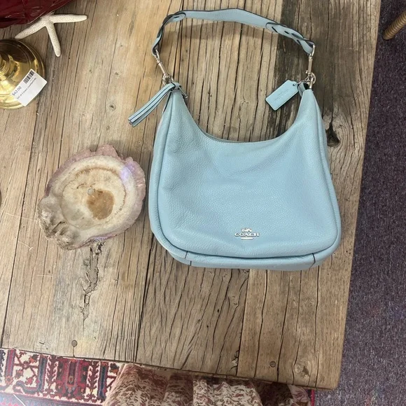 Coach Jules Pebbled Leather Shoulder Hobo in Light Blue - Picture 13 of 13